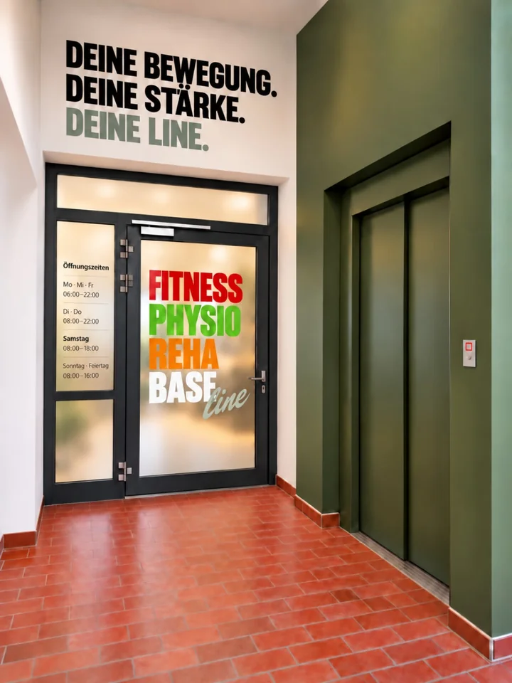 Visualisierung des neuen Eingangs der FITNESS line mit Aufzug